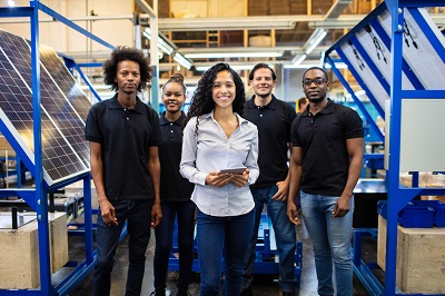 People standing in work space